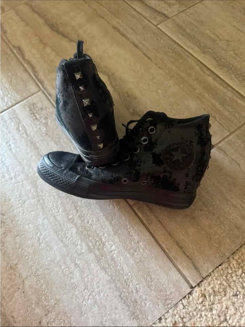 Converse Women’s Black High-Top Studded Velvet Sneakers